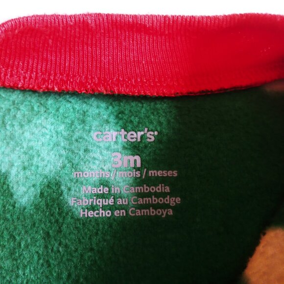 Carter's 2-Way Zip Fleece Holiday Footie size 3 Months - Picture 7 of 8